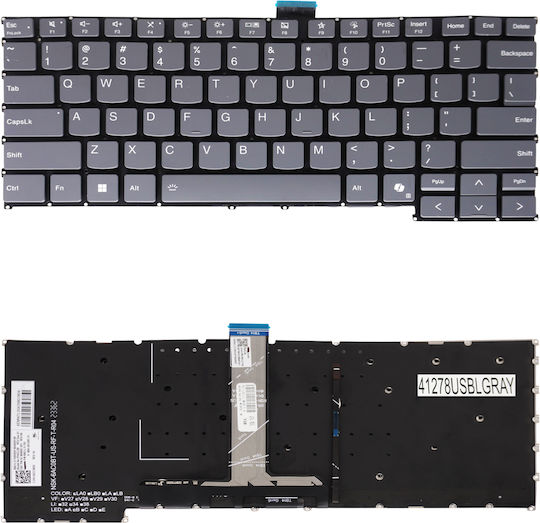 Лаптоп клавиатура Keyboard Lenovo ThinkBook 14 G6 IRL 21KG 14 G6 ABP 21KJ 14 G6+ IMH 21LD SN21K52621 PH4CLXB-US PK132Z43A00 US без рамка със задно осветяване Сив КОД.41278USBLGRAY