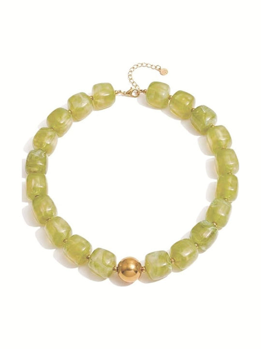 Callajewels Colier Din Oțel Plăcut Cu Aur Kaki