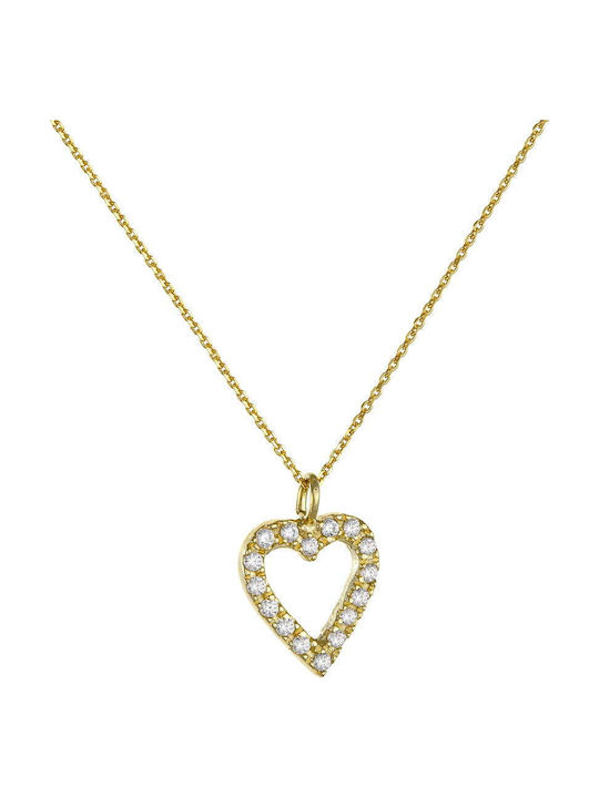 Ioannis Kosmima Necklace with Heart Design in Yellow Gold with Zircon