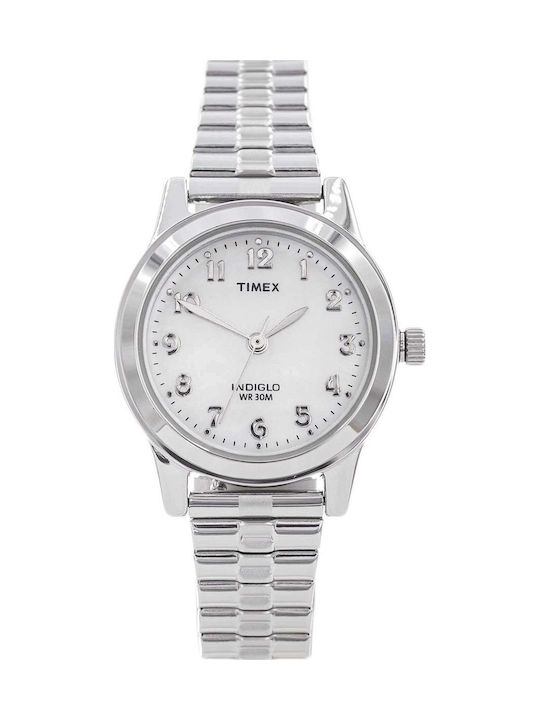 Timex Дамски Часовник 25mm Кварцов с Сребриста Метална Верижка