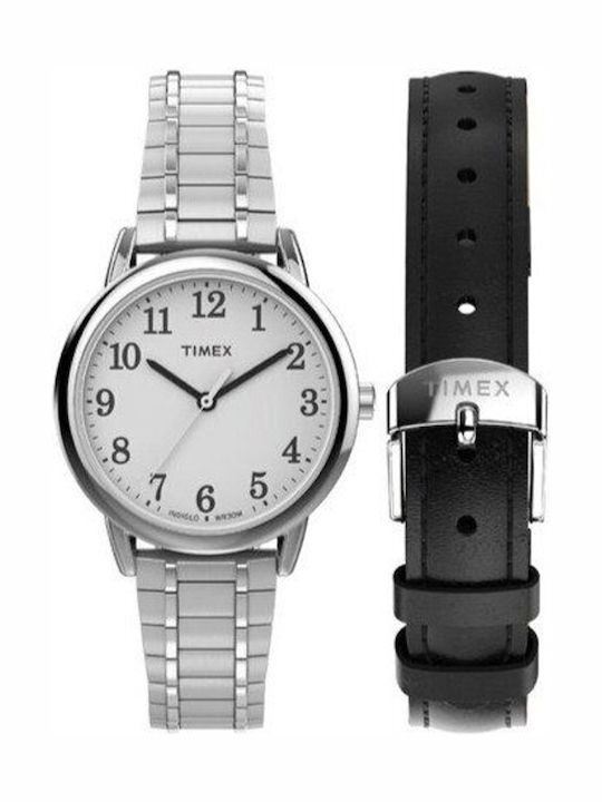 Timex Women's Watch 30mm Battery with Silver Metal Bracelet