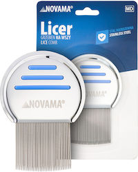 Novama Licer Pieptene pentru îndepărtarea păduchilor și lindinilor Oțel inoxidabil Dinți lungi 50 X 50 Mm Novama Licer Pieptene pentru îndepărtarea păduchilor și lindinilor Oțel inoxidabil Dinți lungi 50 X 50 Mm