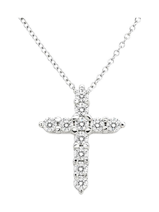Xrisokosmima White Gold Cross 18K with Chain