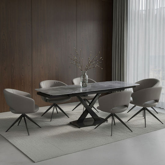 Hoku Expandable Dining Room Set with 6 Chairs 165(+75)x90cm