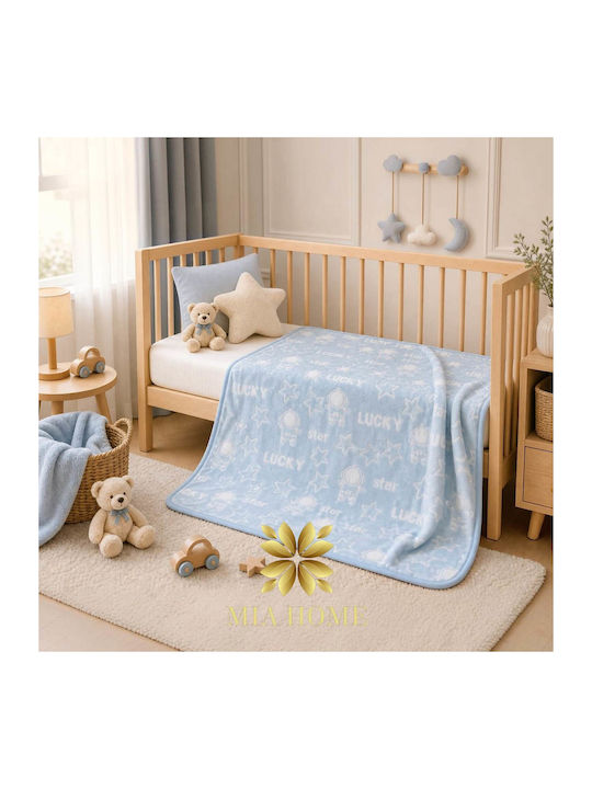 Mia Home Babydecke Kinderbett Samt Hellblau 110x140cm