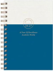 Wöchentliches Tagebuch des Akademischen Jahres Spirale 2026-2027 Bronze Türkis Blau 14x21 adBook