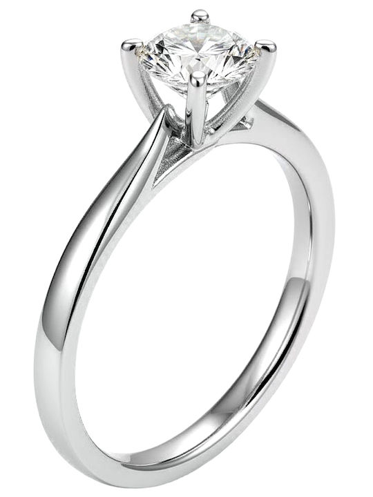 Xrisokosmima Einzelner Steine Ring aus Weißgold 18K mit Diamant