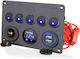 Built-in Dashboard Panel 5 Switch Buttons 2 Usb Chargers 4.2a 12v Cigarette Lighter Socket Voltmeter Universal