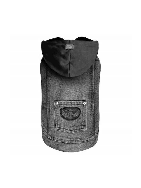 Milk & Pepper Dog Coat Fleece Hooded Grey With Back Length 36 cm