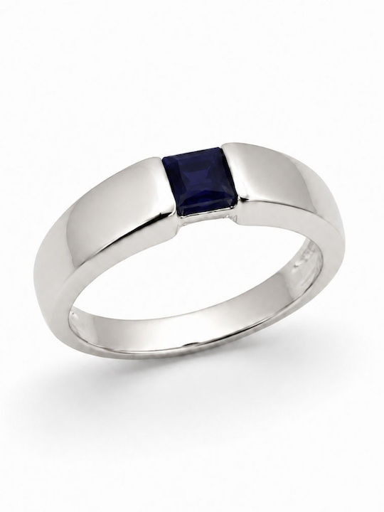 Einzelner Stein aus Weißgold 18K mit Saphir