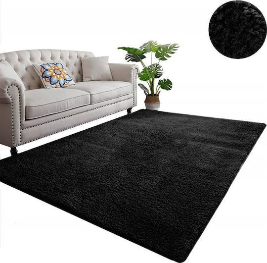 Strado Alpaca Rectangular Black Rug 140x200cm