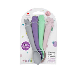 Melii Baby Set with Multicolour Silicone Spoons 4 Pieces