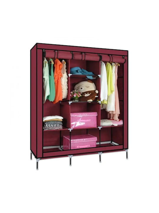Fabric Wardrobe with Zipper and Shelves in White Colour 130x45x175cm