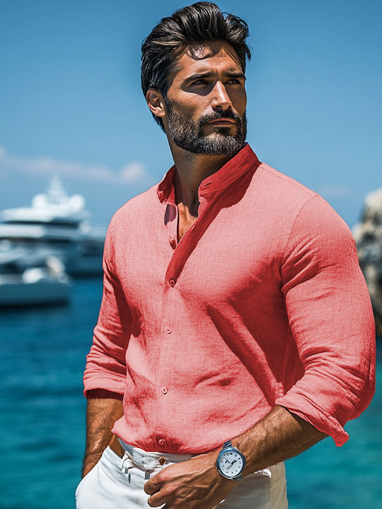Panda Clothing Long Sleeve Linen Shirt in Regul...