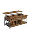 Rectangular Central Coffee Table Wooden with Lifting Mechanism Brown L120xW60xH62cm