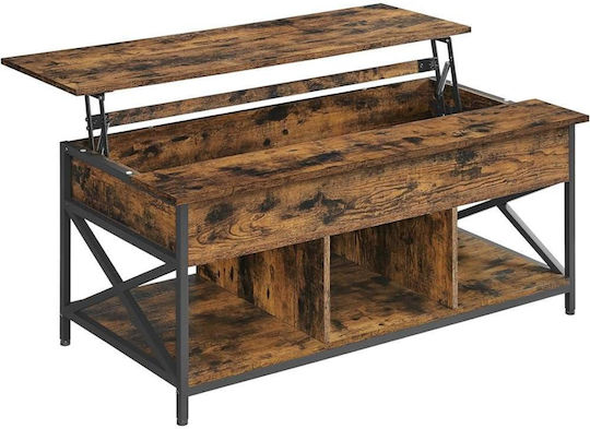 Rectangular Central Coffee Table Wooden with Lifting Mechanism Brown L120xW60xH62cm