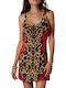 Summer Mini Evening Slip Dress Walnut