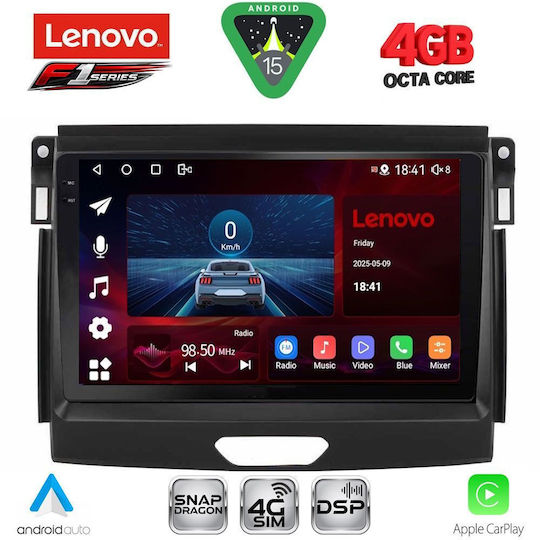 Lenovo Ηχοσύστημα Αυτοκινήτου για Ford Ranger 2015-2018 (Bluetooth/USB/WiFi/GPS/Apple-Carplay/Android-Auto) με Οθόνη Αφής 9"