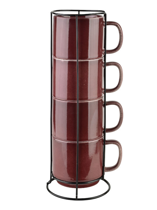 Mondex Set Kaffee Tassen aus Porzellan Rote 4 Stück