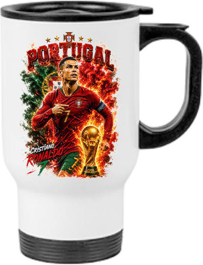 Термос Чаша 450ml Бяла World Cup 2026 Cristiano Ronaldo