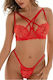 Lenjerie De Damă Jup 9013627 8865-5 Set De 2 Piese Sutien Chiloți Cu Dantelă Roșii M