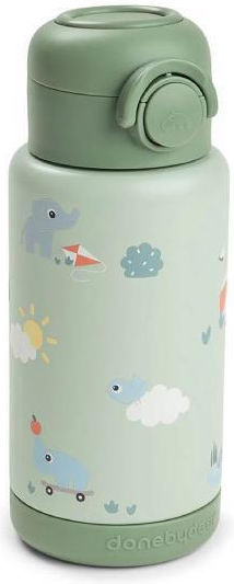 Done by Deer Kinder Trinkflasche Thermos mit Stroh Grün 340ml