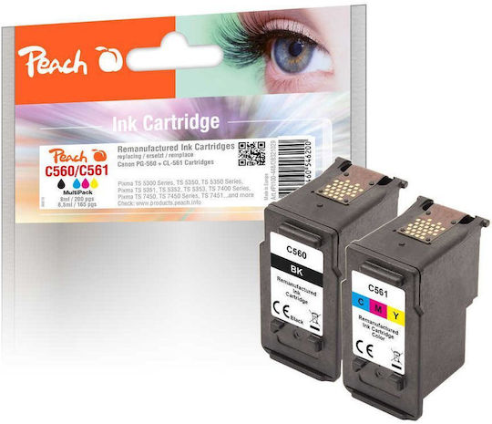 Peach Πακέτο Συμβατών Μελανιών Εκτυπωτή InkJet Canon 165 Σελίδων Μαύρο 1τμχ