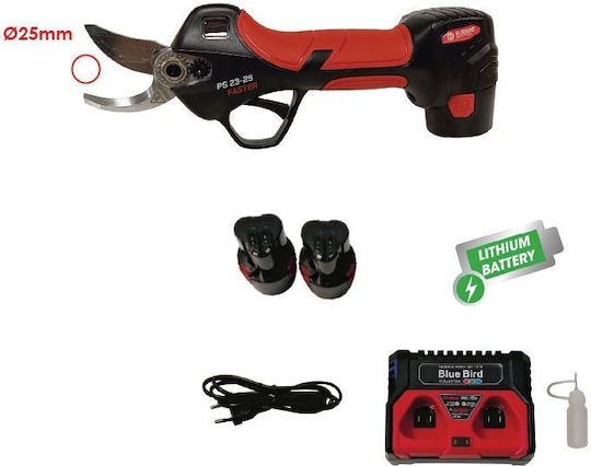 Blue Bird PS 23-25 Gartenschere Batteriebetrieb Brushless 12.6V 2x2.5Ah mit Maximaler Schnittdurchmesser 25mm