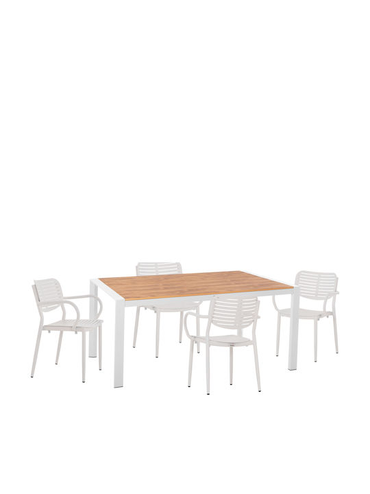 Set de Masă pentru Exterior Hilliard 5 Piese Alb