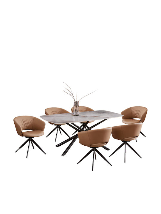 Set de sufragerie Hanae cu 6 scaune 180x90cm