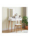 Floor-Standing Bedroom Dressing Table Fauske from Solid Wood White with Mirror & Stool 76x50x143cm