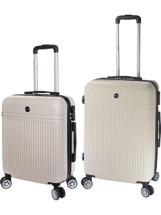 Seagull Hard Beige Travel Suitcases Set of 2 Pi...