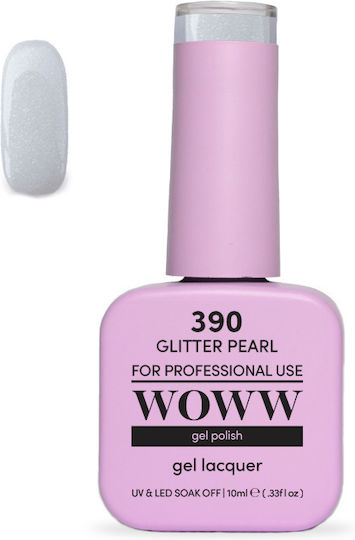 Woww Cosmetics Ημιμόνιμο Βερνίκι Νυχιών Glitter Pearl - 390 με Glitter 10ml