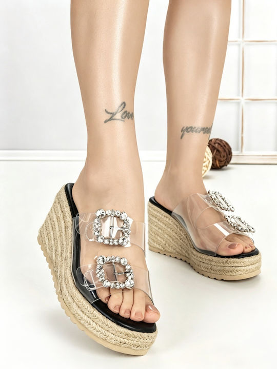 Summer Women's Platform Shoes in Black Slipper Style