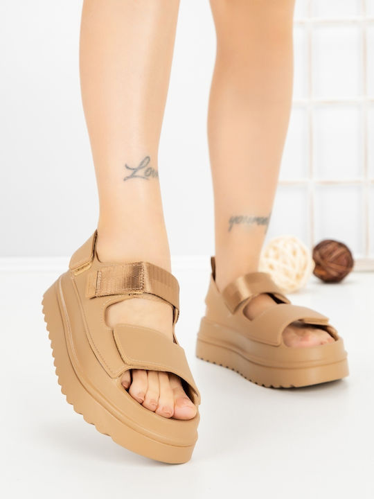Sandale Casual Damă Flatforme Kaki