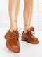 Δερμάτινα Γυναικεία Oxfords σε Καφέ Χρώμα