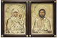 Christ And Virgin Mary Wooden Diptych Icon Gold Background 35 X 52 Cm