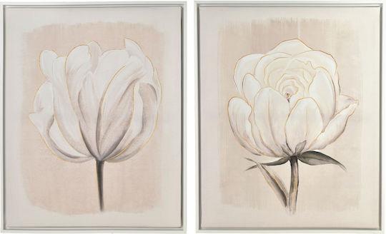 Inga Комплект 2 Картини 40x50см Бял Цвете