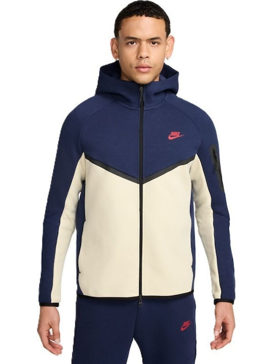 Nike M Nk Ανδρική Ζακέτα Fleece με Κουκούλα Μπλε