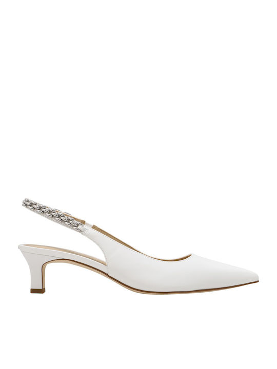 Leder Pumps mit Niedrigem Absatz Weiß
