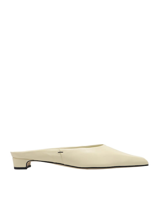 Poeve Leder Damen Pantoletten Beige