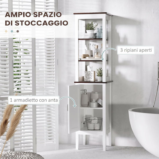 HomCom 834-209 Bathroom Column Cabinet Floor 40x38x162.5cm White