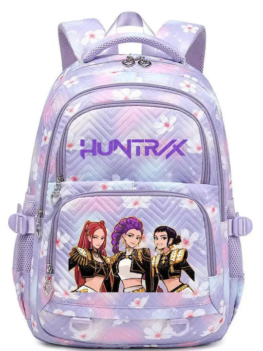 Pandaboo Kpop Demon Hunters Huntrix Ученическа Раница Лилава с Джоб за Бутилка