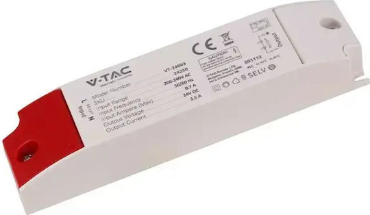 V-TAC Τροφοδοτικό LED IP44 Ισχύος 60W με Τάση Εξόδου 24V