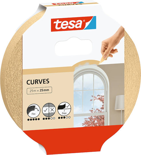 Masking Tape Curves 25m x 25mm Beige Tesa Masking Tape Curves 56533-00001