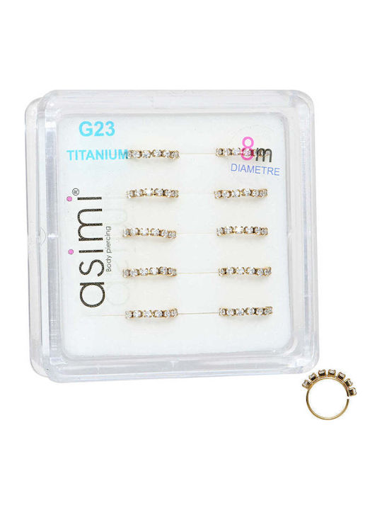 Asimi Body Piercing Ohrring Reifen Nase aus Vergoldetem Stahl 8 x 0.6mm
