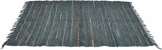 Zaros Leder Teppich 180x120cm Petrol Blau
