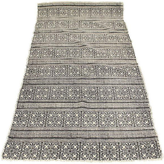 Zaros Wohnzimmer Teppich 160x80cm Weiß/Schwarz