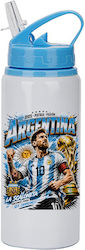 Water Bottle 600ml White Blue Cap World Cup 2026 Lionel Messi