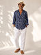 Long Sleeve Cotton Shirt In Regular Fit Blue